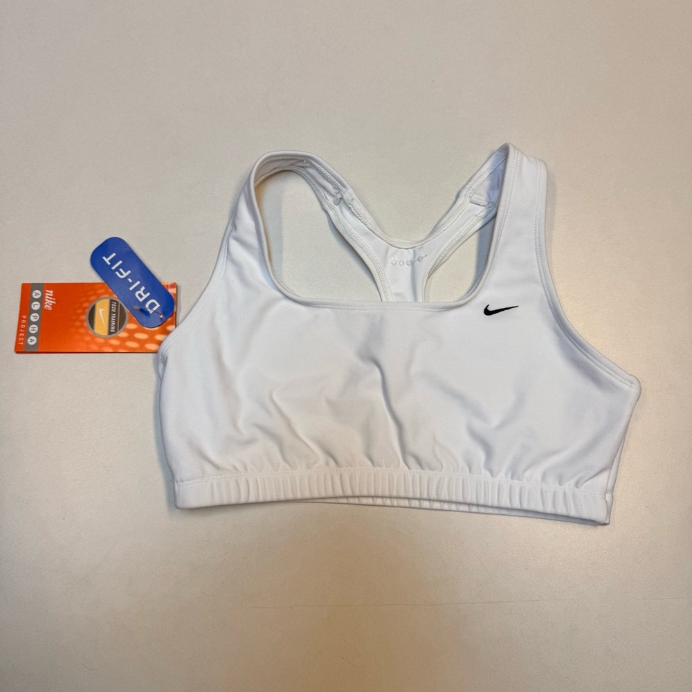 Nike White Racerback Sports Bra Tech Traning
